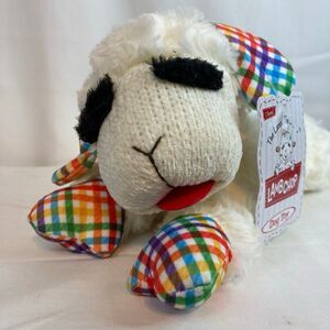 Multipet Dreamworks Gingham Lambchop Dog Toy Plush Squeaker 13" Length Sock Face